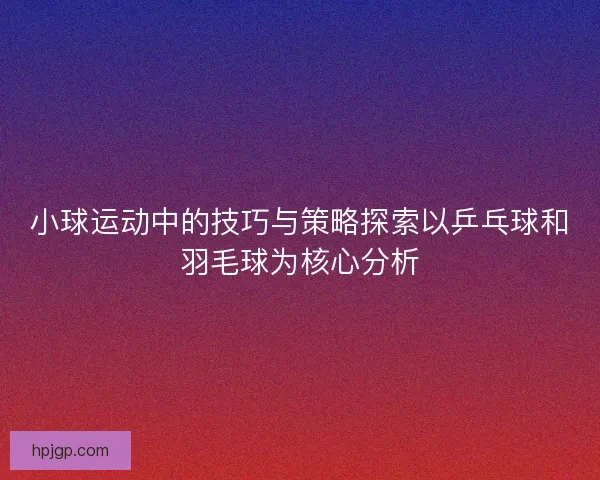 小球运动中的技巧与策略探索以乒乓球和羽毛球为核心分析